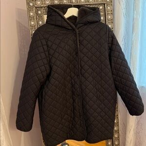 Zara Reversible Black Quilted/Faux fur Hooded Coat in perfect condition
